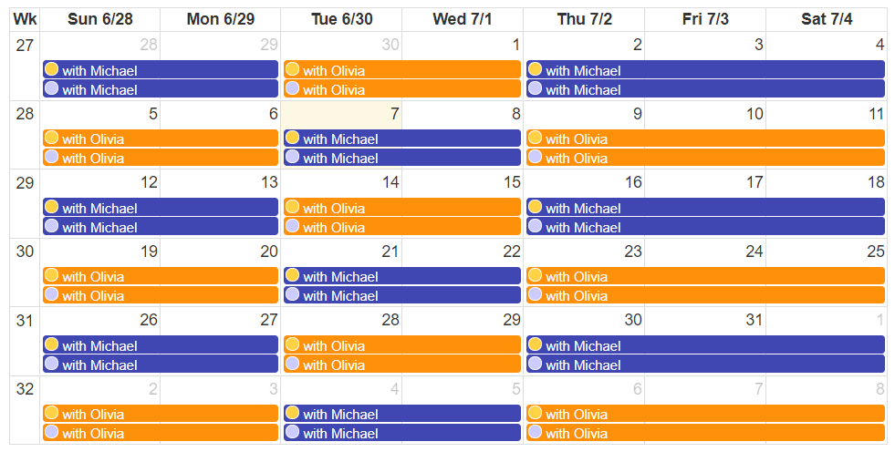 Printable Custody Schedule Template