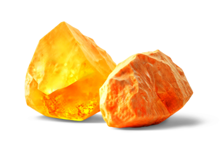Two raw yellow-orange gemstones on a black background, symbolizing strength, clarity, and boundaries in high-conflict co-parenting situations