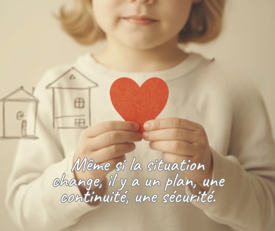 Parent expliquant l’organisation de la séparation à un enfant avec un calendrier de garde