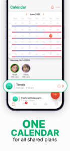 Shared co-parenting calendar with extracurricular activities